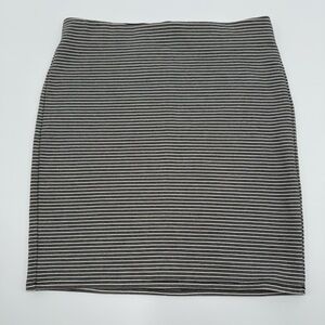 Loft Women’s Striped Black White Skirt Medium Cotton Blend Stretch